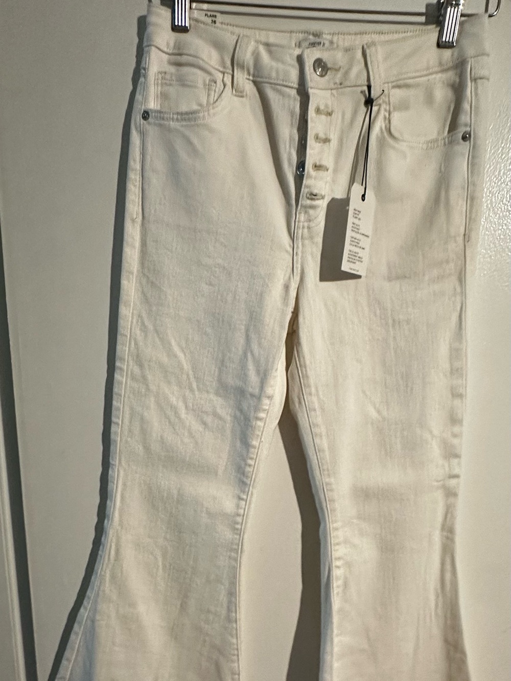 Forever 21 Off-White Flared Button-Fly Jeans